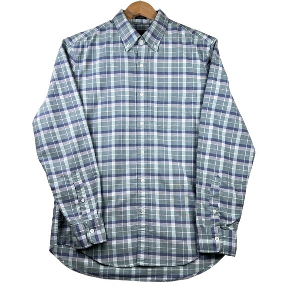 J.Crew Flex Oxford Plaid Shirt M Classic Fit Blue Button Down Casual Flannel NEW - Picture 1 of 8